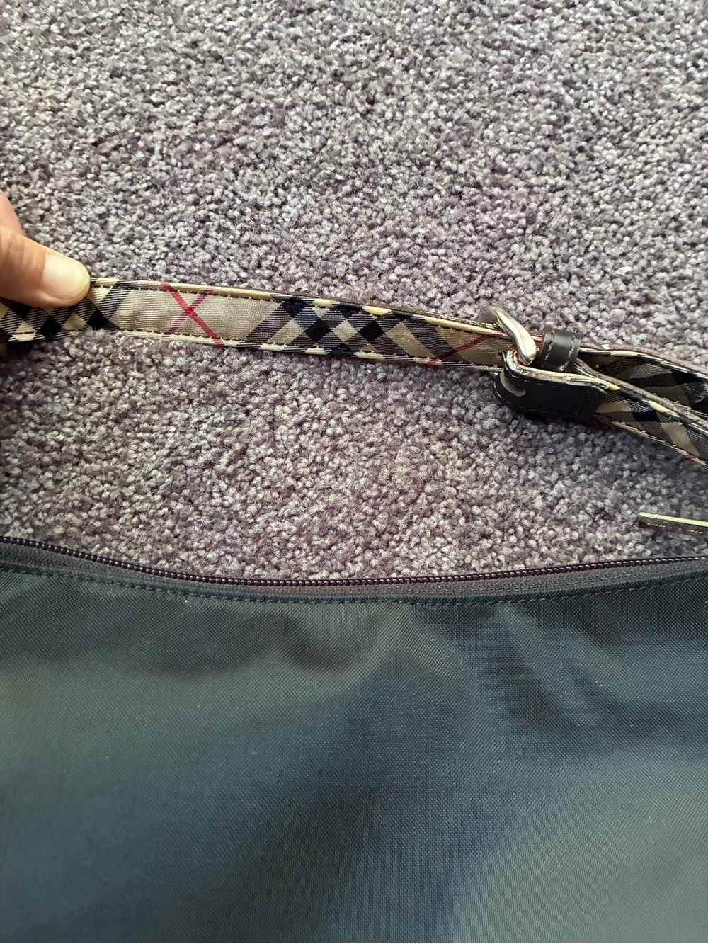 Burberry Blue Label Womens Black & Classic Plaid Check Accents Shoulder Bag - Picture 3 of 10